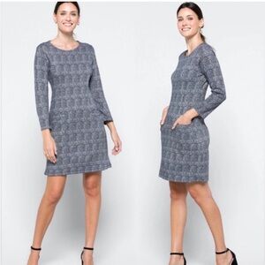 NWT 41 Hawthorn Plaid Dress Jacquard Knit Navy Houndstooth Work Preppy Aniya M